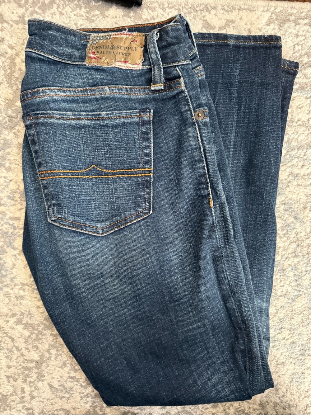 Express Dark Blue Denim Jeans with Yellow Stitching